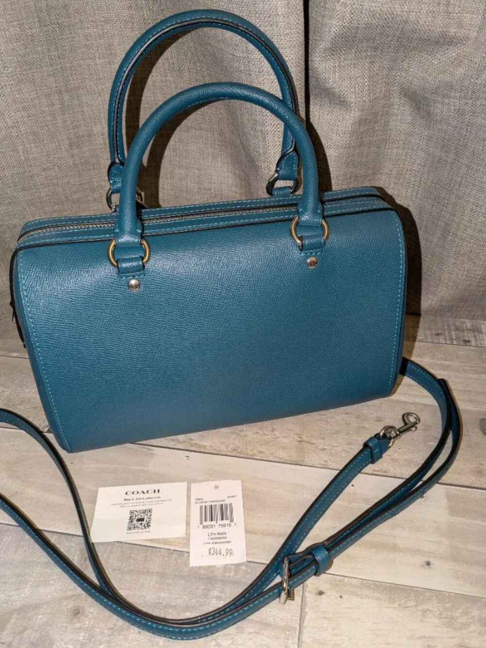 Coach Rowan Satchel Deep Turquoise LIKE NEW - Picture 8 of 12